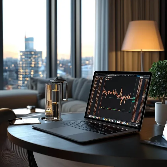 Portatile con grafico di trading